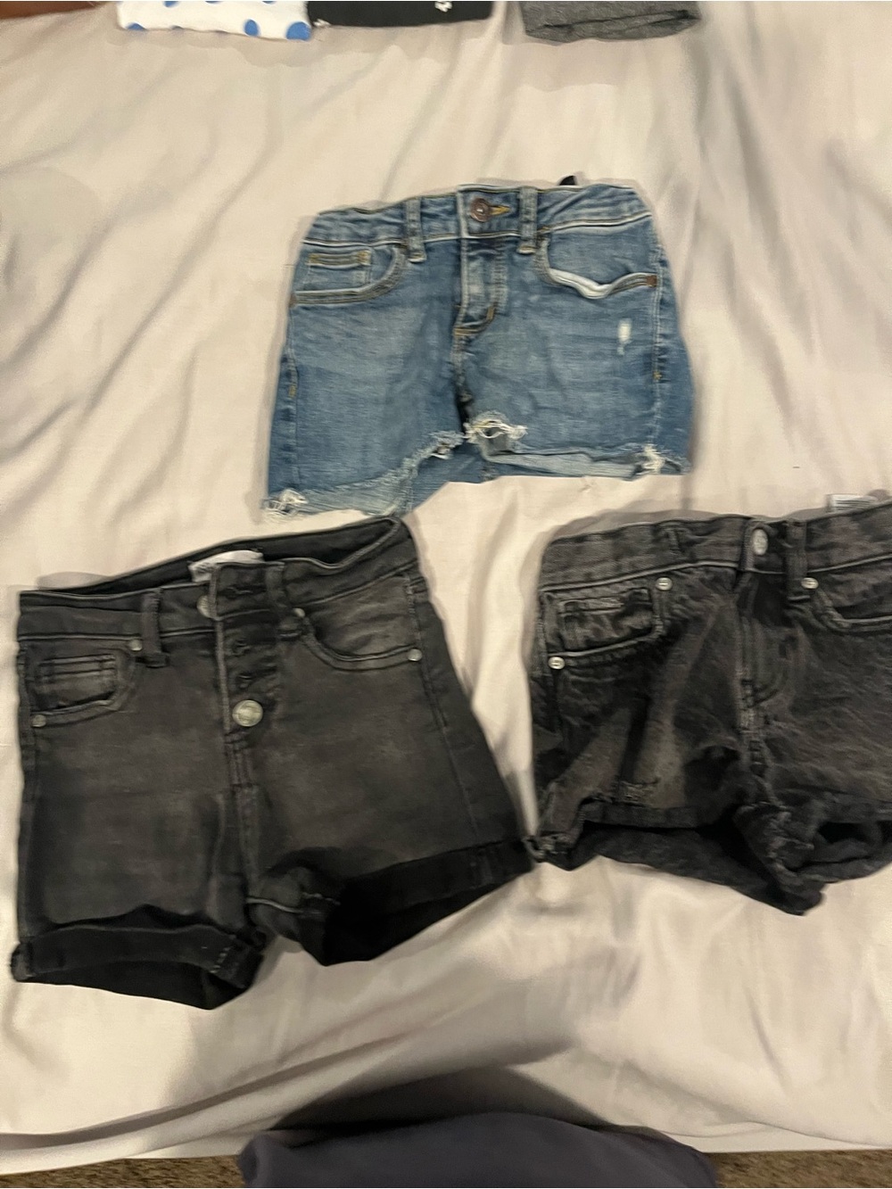 Girls 3-Pack Denim and Black Shorts - Blue Denim + Black Cotton